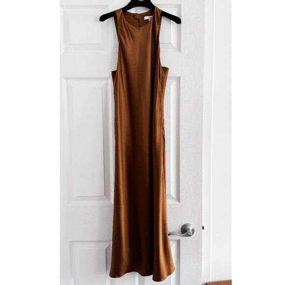 Tibi Heavy Satin Midi Bias Dress in Bronze, size 00 - Picture 5 of 14